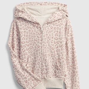 3 for $12 GAP Kids Light Pink Leopard Zip-Up Hoodie Size Small 6 - 7 EUC